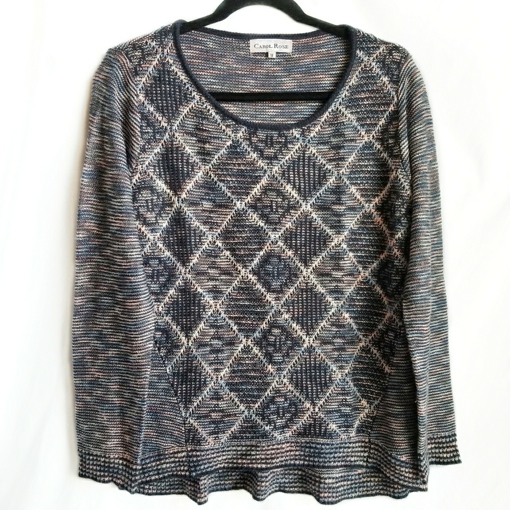 CAROL ROSE light knit sweater blue pink white GUC